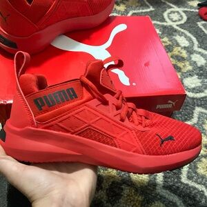 Red and black new shoes